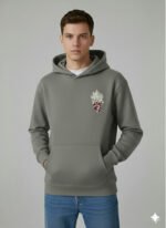 Embroidered Oversized Ash Gray Hoodie - Image 2