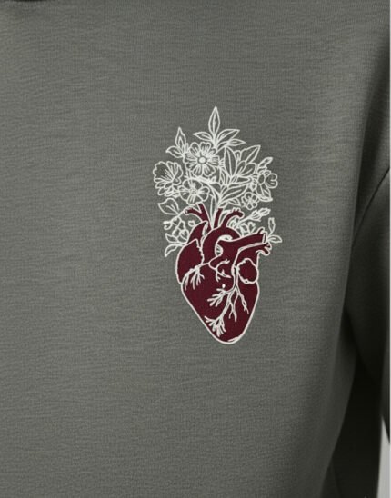 Embroidered Oversized Ash Gray Hoodie