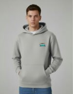 Embroidered oversized Light Grey hoodie - Image 2