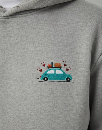 Embroidered oversized Light Grey hoodie