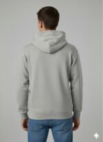 Embroidered oversized Light Grey hoodie - Image 3