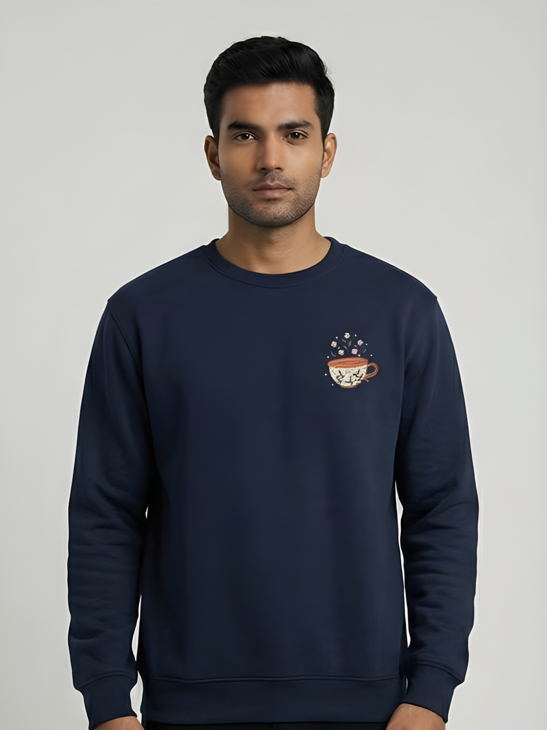 12 The 'Floral Brew' Teacup Embroidery Sweatshirt - Image 1