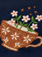 The 'Floral Brew' Teacup Embroidery Sweatshirt - Image 2