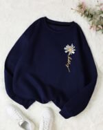 The 'Happy Bloom' Daisy Embroidery Sweatshirt - Image 3