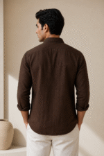 THE BROWN COASTAL LINEN EMBROIDERED SHIRT - Image 3