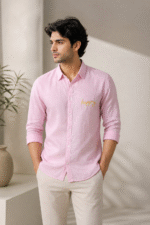 PINK "HAPPY" EMBROIDERED SHIRT