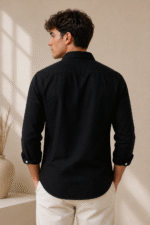 THE DARK SEA Embroidered BLACK LINEN SHIRT - Image 3
